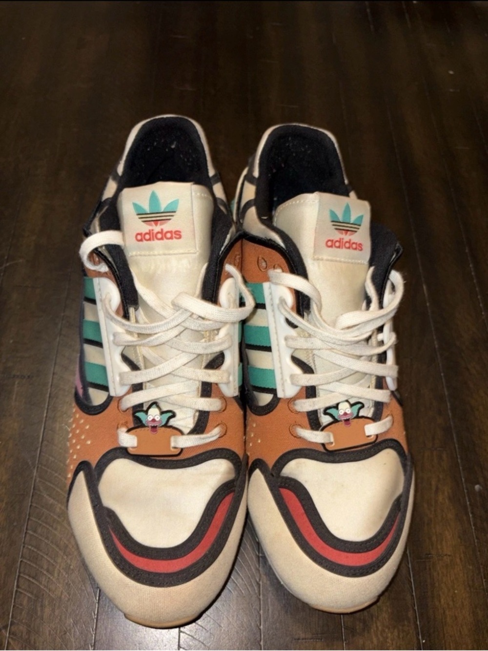 Adidas ZX 10000 Simpsons Krusty Burger 9.5 H05783 A-ZX Series w/ Charms Size 9.5